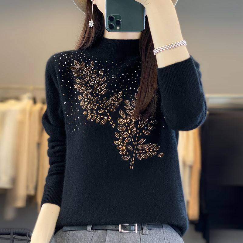 Women's Loose And Versatile Semi High Neck Knitted Sweater - YLORESHOP