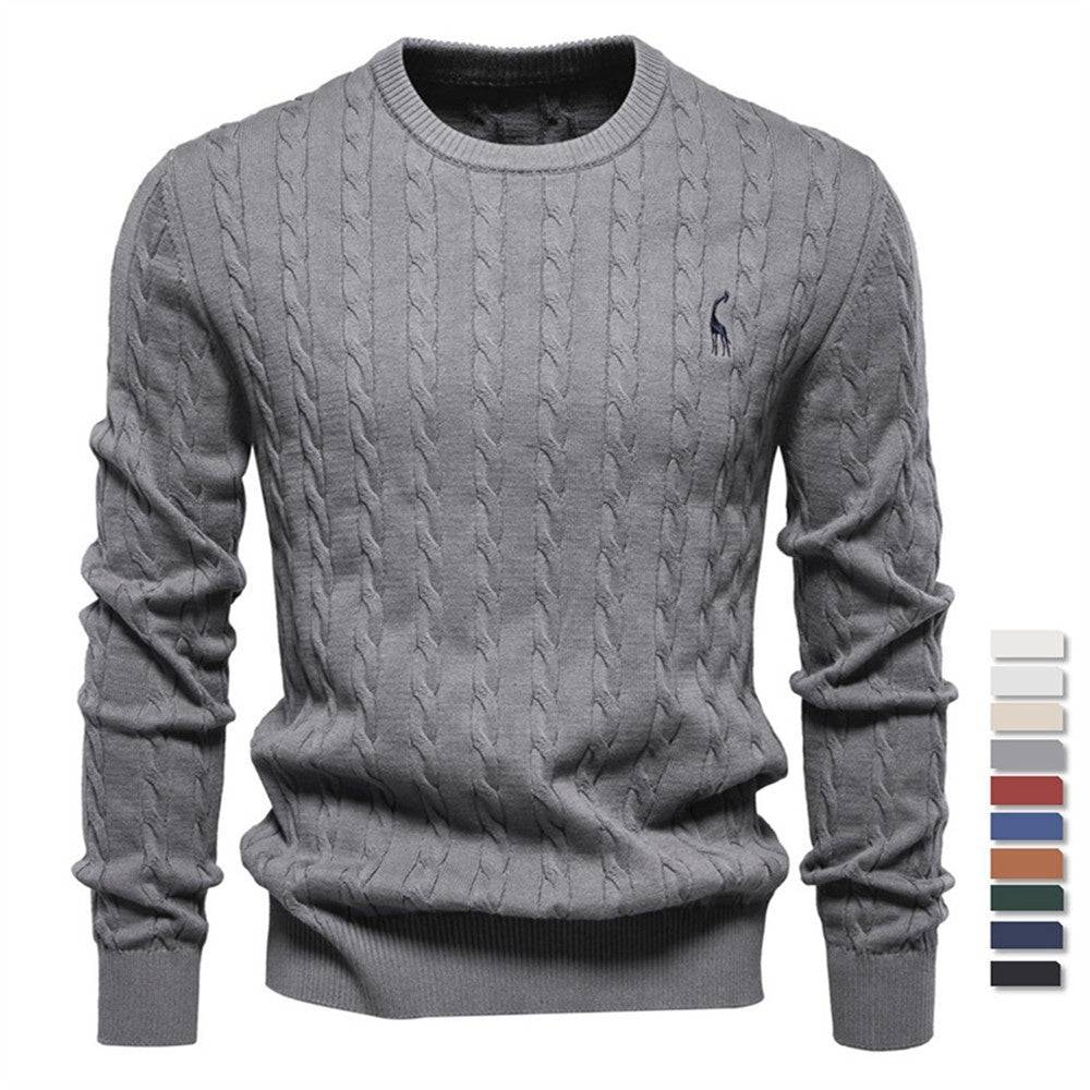 Maglione autunno e inverno pullover cervo ricamo maglione tinta unita per uomo