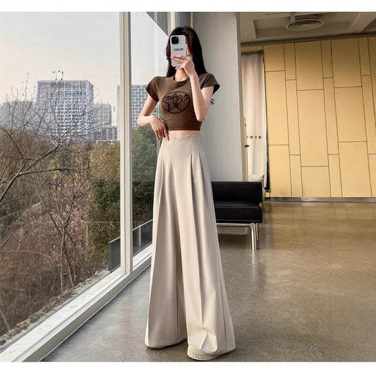 Advanced Sense High Waist Drooping Slimming And Straight Casual Mopping Pants - YLORESHOP