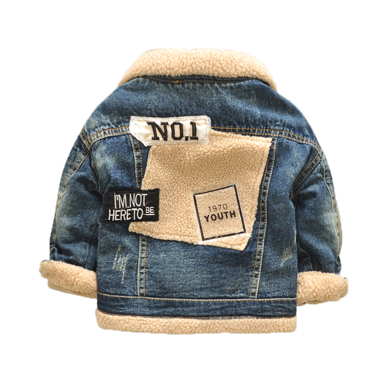 Children's jacket with fur collar, thick, with 4 pockets - YLORESHOP