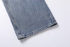 Pantaloni da uomo in denim a gamba dritta con fori per il lavaggio in acqua