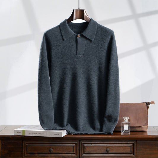 Men's Fashion Lapel Loose Casual Knit Sweater