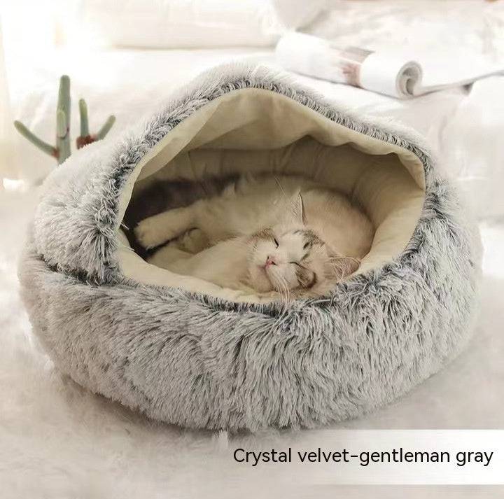 Letto invernale per cani e gatti 2 in 1 Letto invernale per animali domestici Letto rotondo in peluche caldo Letto per animali domestici in morbido peluche lungo Prodotti per animali domestici