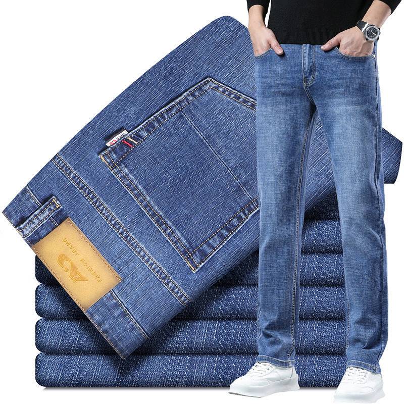 Jeans estivi da uomo a gamba dritta ampia