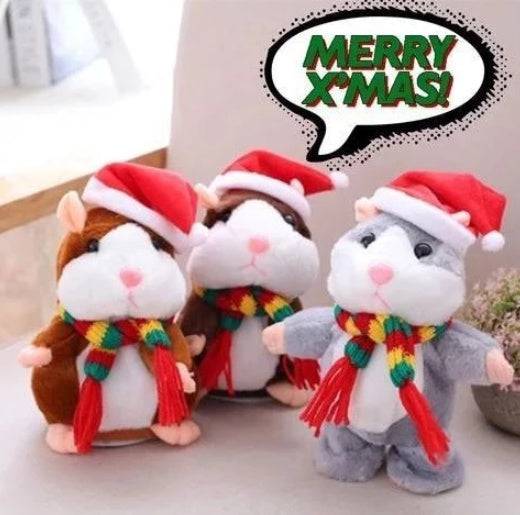 16cm Christmas Talking Hamster Plush Toy Interactive Sound Record Plush Hamster Stuffed Toys for Children Kids Christmas Gift - YLORESHOP