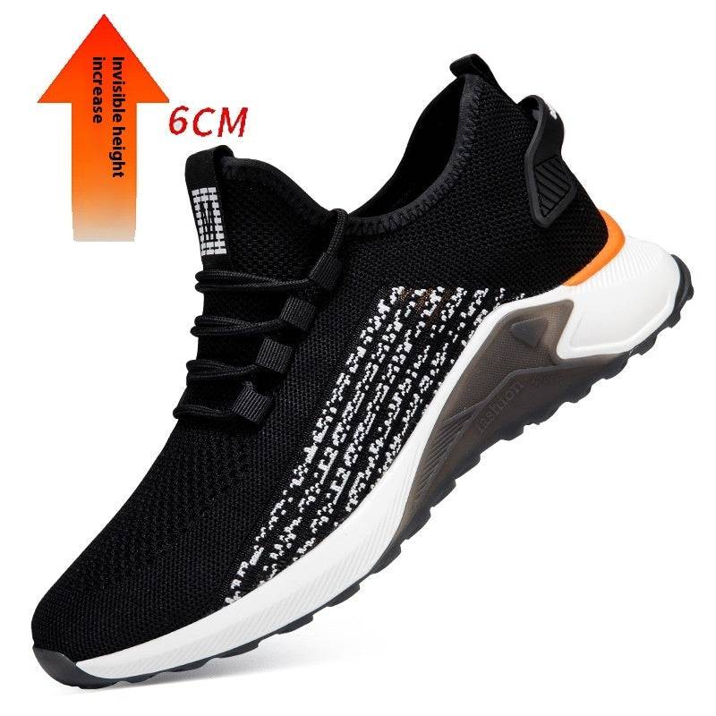 Men's Round Head Mesh Fabric Casual Shoelace Invisible Height Increasing - YLORESHOP