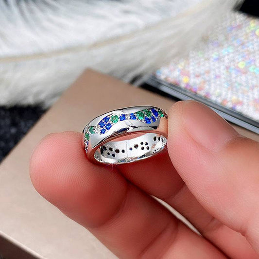 Blue-green Zircon Couple Ring - YLORESHOP