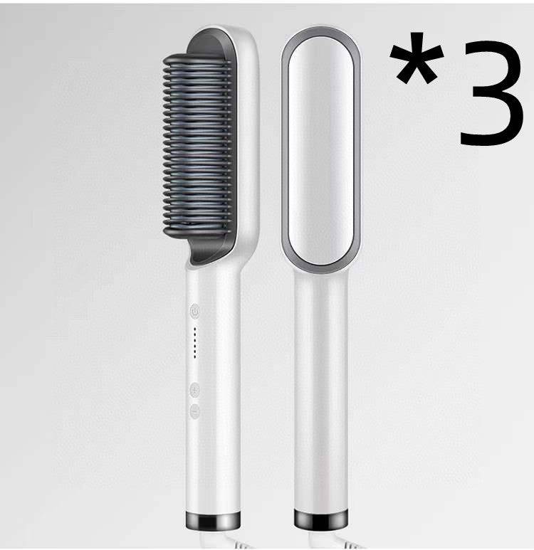 New 2 In 1 Hair Straightener Hot Comb Negative Ion Curling Tong Dual-purpose Electric Hair Brush - YLORESHOP