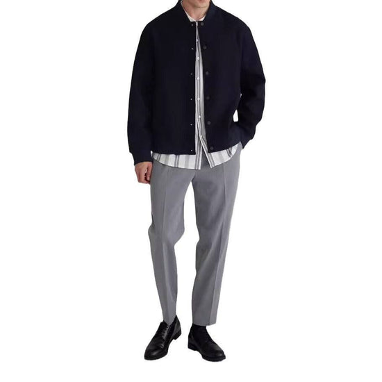 Wool Color Contrast Patchwork Ribbon Rib Coat - YLORESHOP