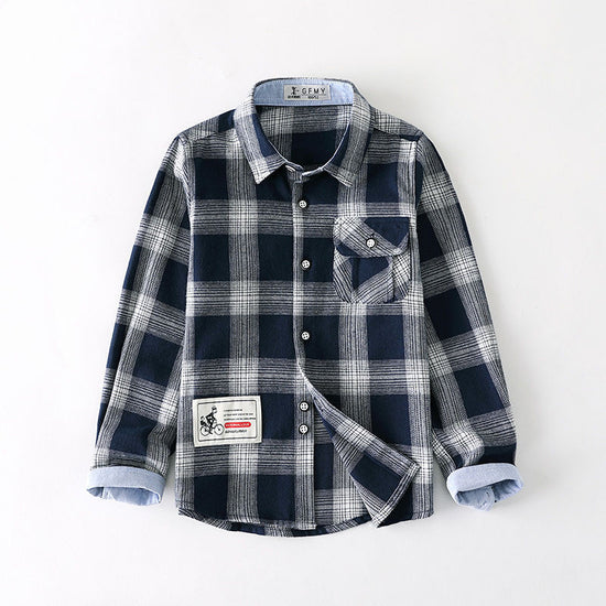 Boys plaid shirt long sleeve - YLORESHOP