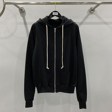 Classic Black Zip-up Hooded Long Sleeve Sweatshirt For Men - YLORESHOP