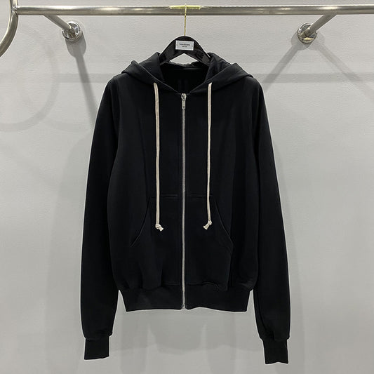 Classic Black Zip-up Hooded Long Sleeve Sweatshirt For Men - YLORESHOP