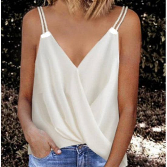 Women's Summer Solid Color V-neck Brace Top - YLORESHOP