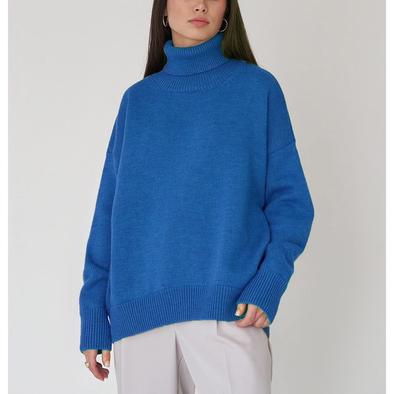 Solid Color Turtleneck Comfortable Loose Pullover Women's Sweater - YLORESHOP