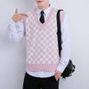 V-neck Knitted Boys' Checkered Sweater Vest - YLORESHOP