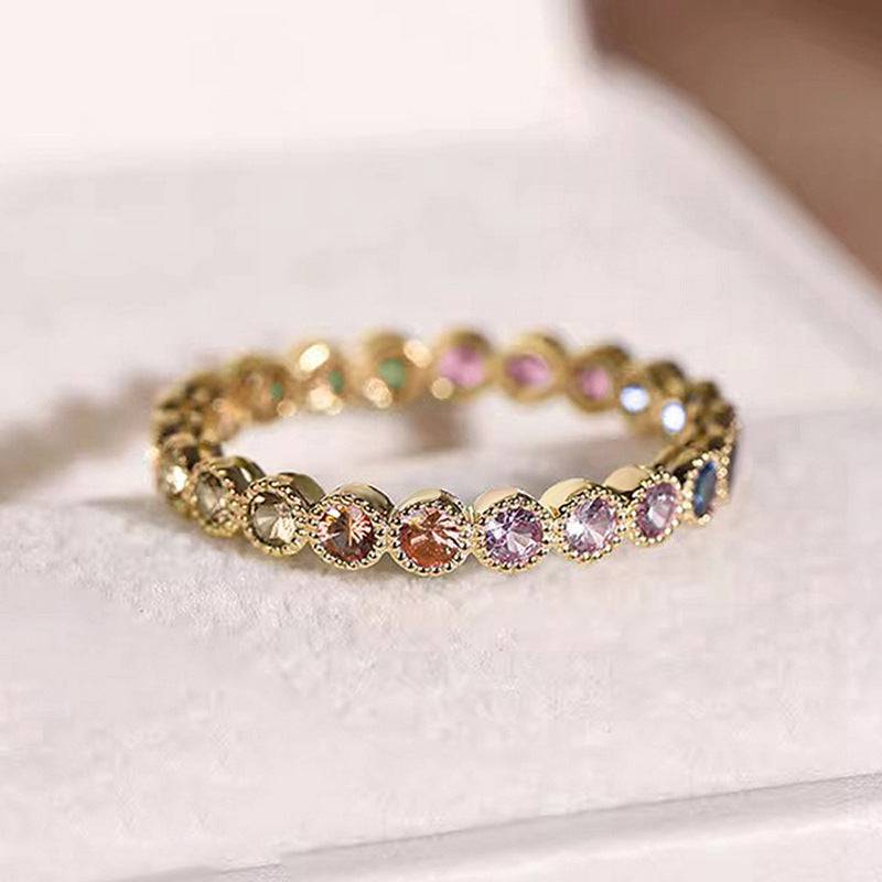 Simple Colorful Ring Female Inlaid Zircon - YLORESHOP