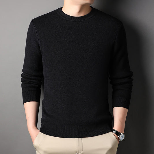 Autumn Solid Color Youth Men's Slim Fit Fashionable Business Round Neck Knitted Sweater