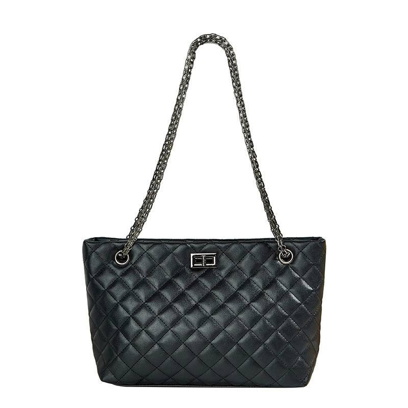 Borsa a tracolla monospalla portatile con catena da donna, plaid con diamanti alla moda