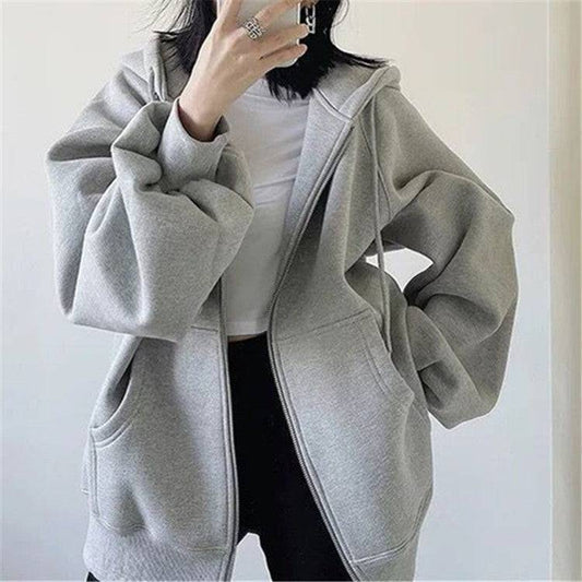 Idle Style Casual Zipper Gray Air Cotton Sweater For Women