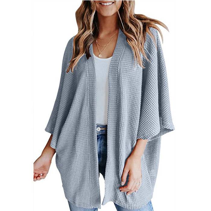 Bat Sleeve Waffle Gerson Women's Cardigan - YLORESHOP