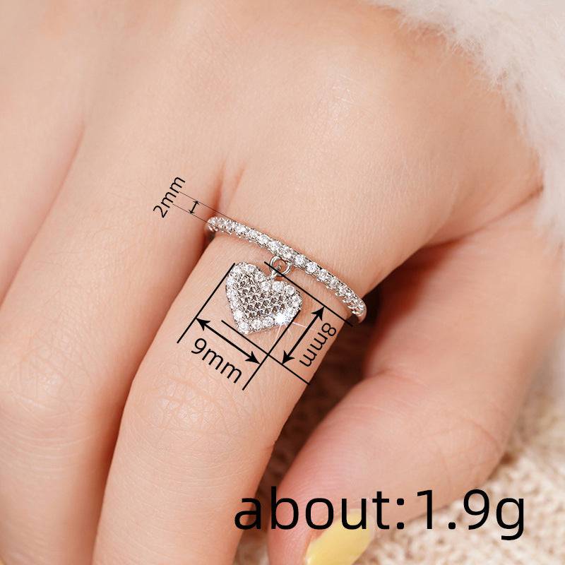 Love Pendant Ring Female Exquisite Micro Inlaid - YLORESHOP