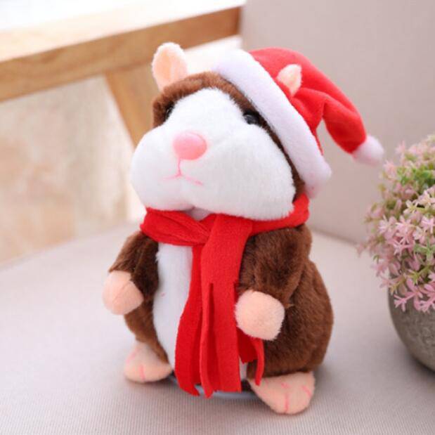 16cm Christmas Talking Hamster Plush Toy Interactive Sound Record Plush Hamster Stuffed Toys for Children Kids Christmas Gift - YLORESHOP