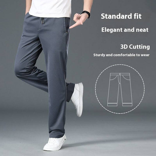 Pantaloni casual da lavoro elasticizzati dritti larghi da uomo in vita elastica