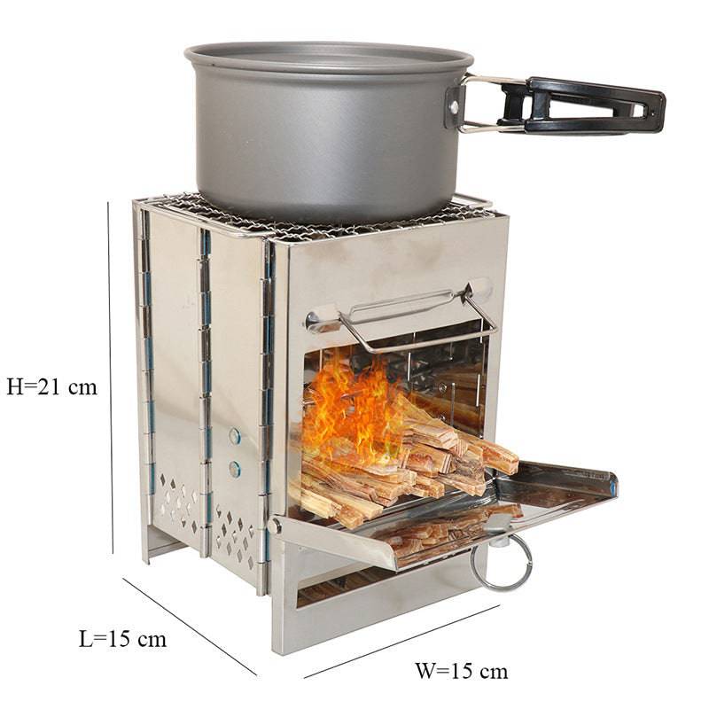 Lightweight Camping Wood Stove Adjustable Folding Wood Stove Burning for Outdoor Cooking Picnic Hunting BBQ Windproof - YLORESHOP