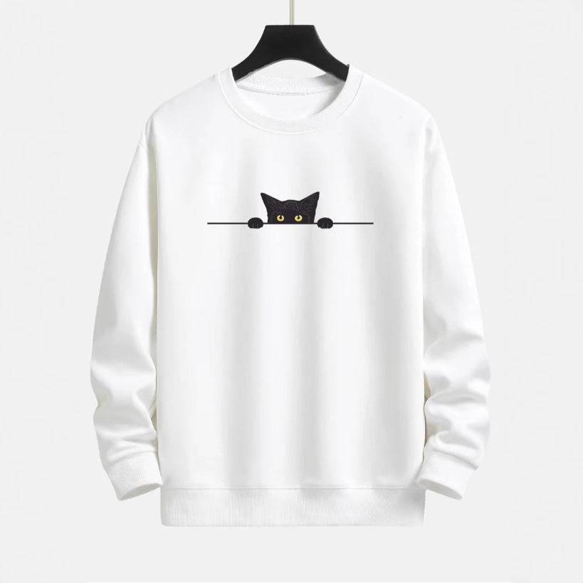 Maglione girocollo con simpatico gatto con stampa creativa di gatti