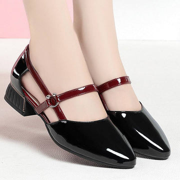 Bright Leather Soft Bottom Contrast Color Hollow Leather Shoes Women's Sandals - YLORESHOP