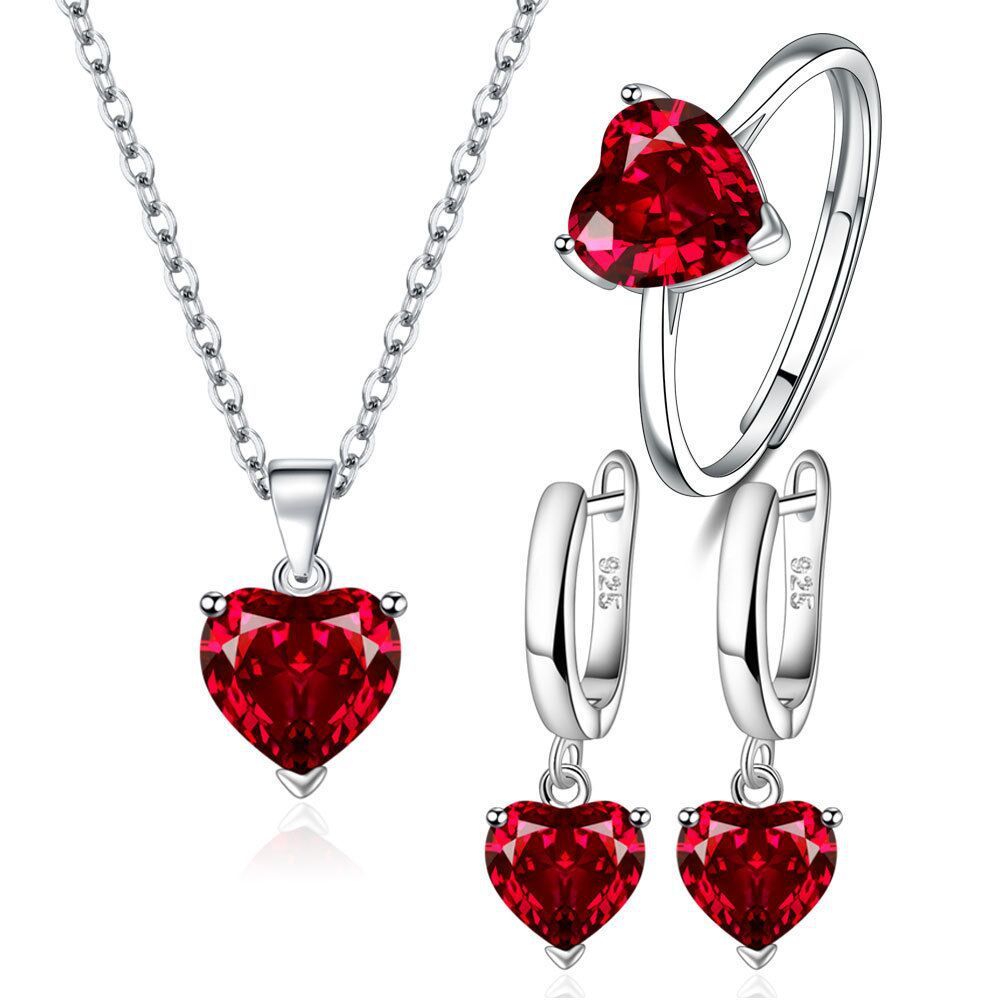 Female Personality Creative Zircon Heart-shaped Pendant Chain Three-piece Suit - YLORESHOP