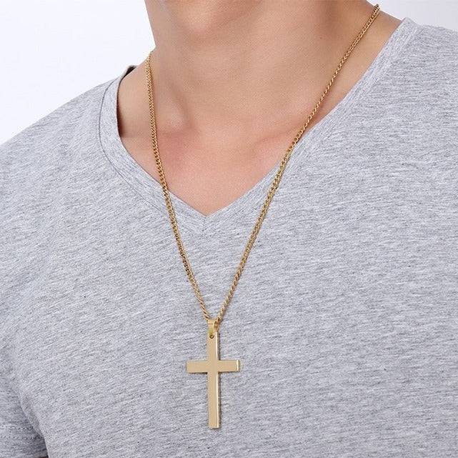 Stainless Steel Cross Pendant Gold Sweater Necklace Black Foreign Trade Accessories Jewellery Accessories Wholesale PN-572 - YLORESHOP