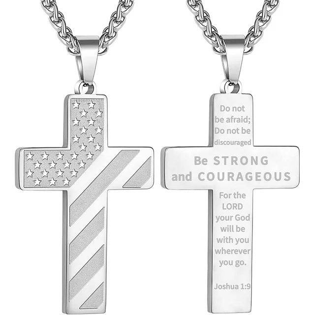 Amazon Hot American Flag Cross Necklace Pendant Men's Stainless Steel Necklace - YLORESHOP