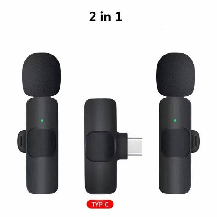 Microfono Lavalier wireless Mini microfono portatile per registrazione audio video per I Phone Android Batteria a lunga durata Giochi di trasmissione in diretta