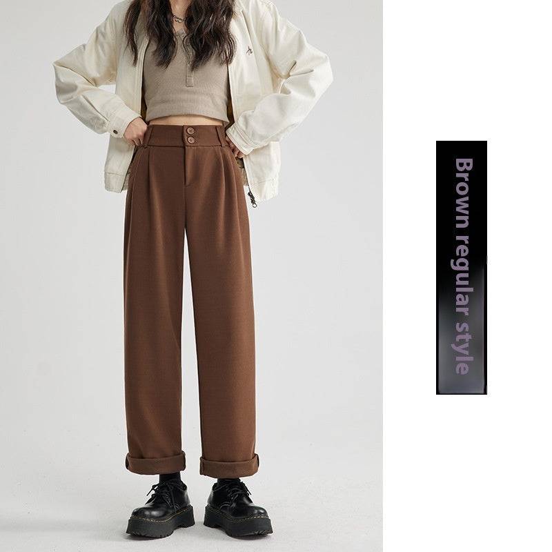 Straight Woolen Wide Leg Pants - YLORESHOP