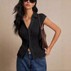 Simple Slim Vest V-neck Sleeveless Button Sweater - YLORESHOP