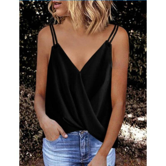 Women's Summer Solid Color V-neck Brace Top - YLORESHOP