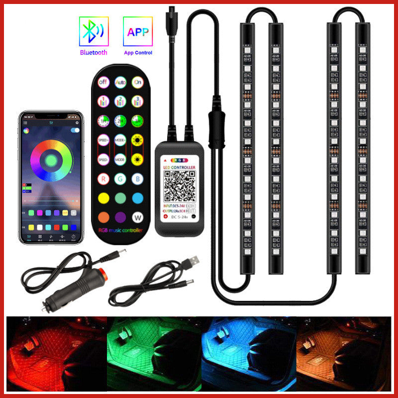 Styling Decorative Lamp LED Car Interior Light Waterproof Ambient Lamp Of Wireless Remote Music Control Car RGB Strip Lights - YLORESHOP