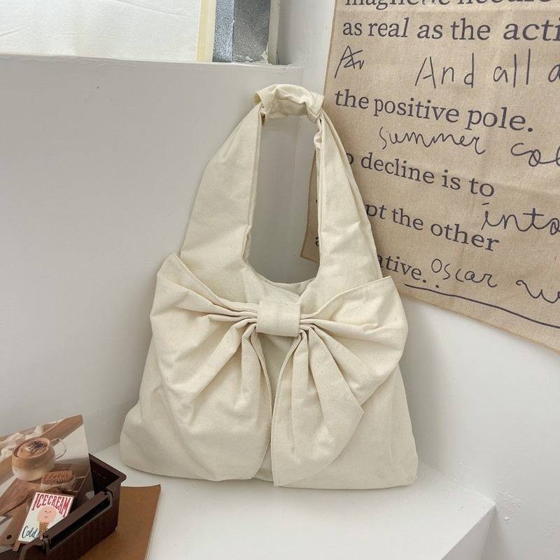 Borsa tote sotto le ascelle con fiocco e spalla di grande capacità Borsa in tela di jeans lavata