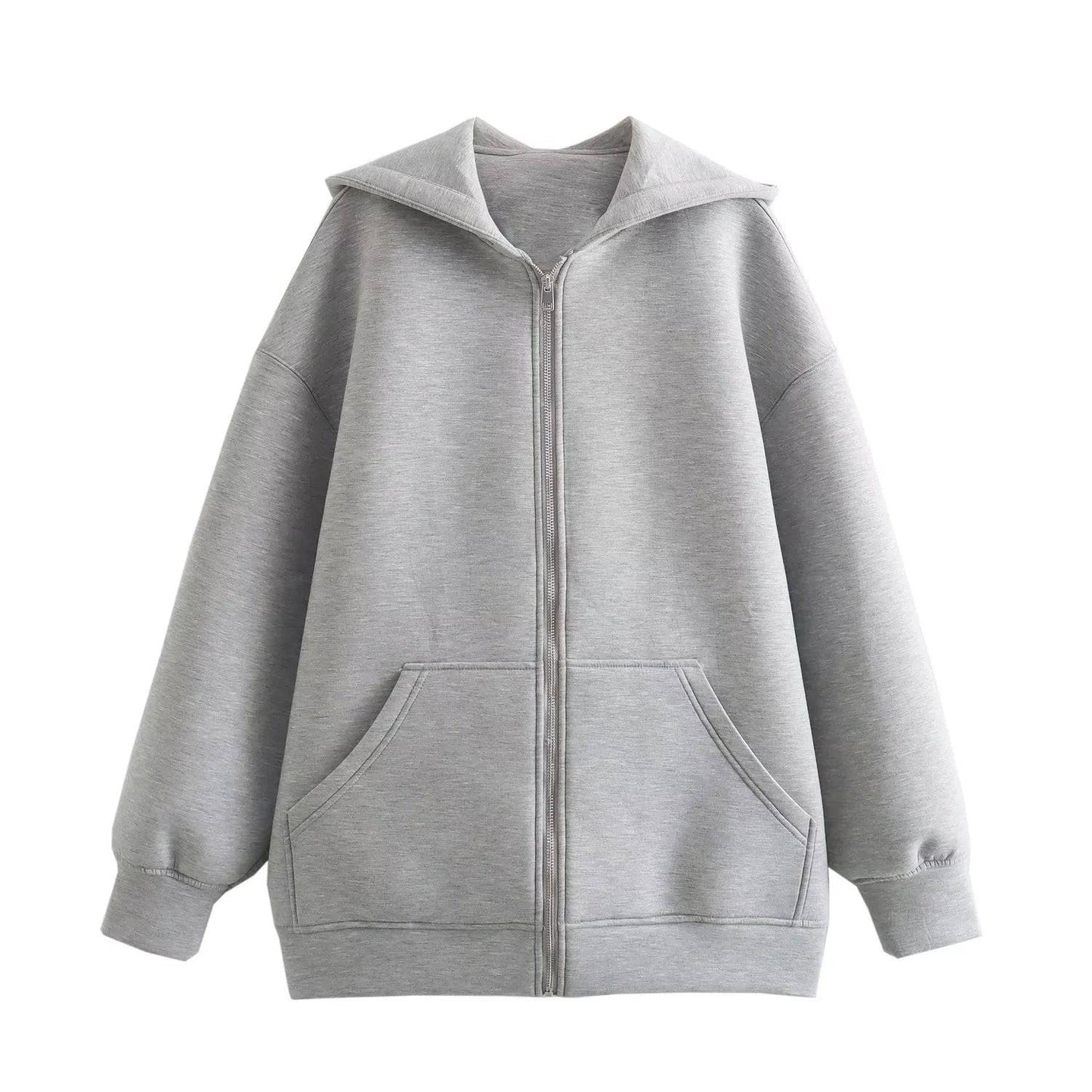 Maglione in cotone Air grigio con cerniera casual stile Idle per donna