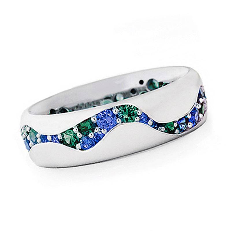 Blue-green Zircon Couple Ring - YLORESHOP