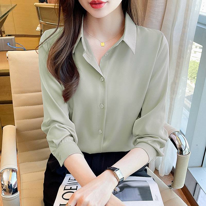 High-grade Non-ironing Anti-wrinkle Shirt Women's Solid Color Acetate Shirt - YLORESHOP