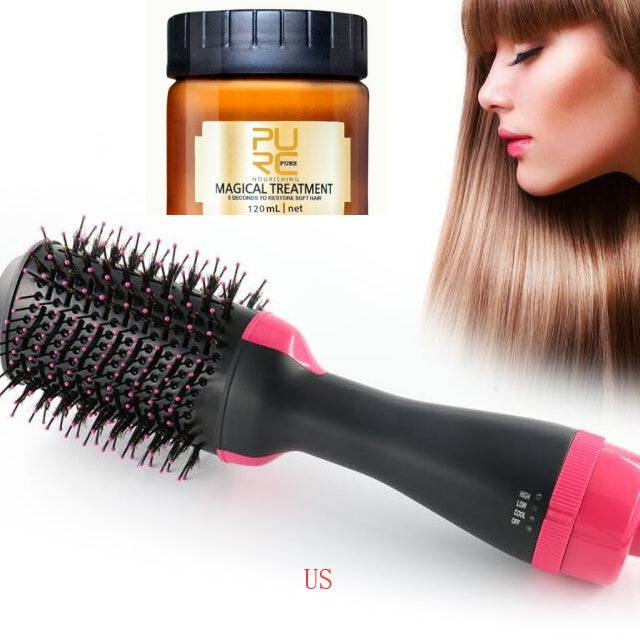 One-Step Electric Hair Dryer Comb Multifunctional Comb Straightener Hair Curling - YLORESHOP