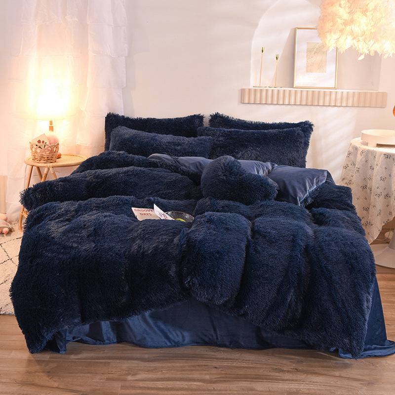 Luxury Thick Fleece Duvet Cover Queen King Winter Warm Bed Quilt Cover Pillowcase Fluffy Plush Shaggy Bedclothes Bedding Set Winter Body Keep Warm - YLORESHOP