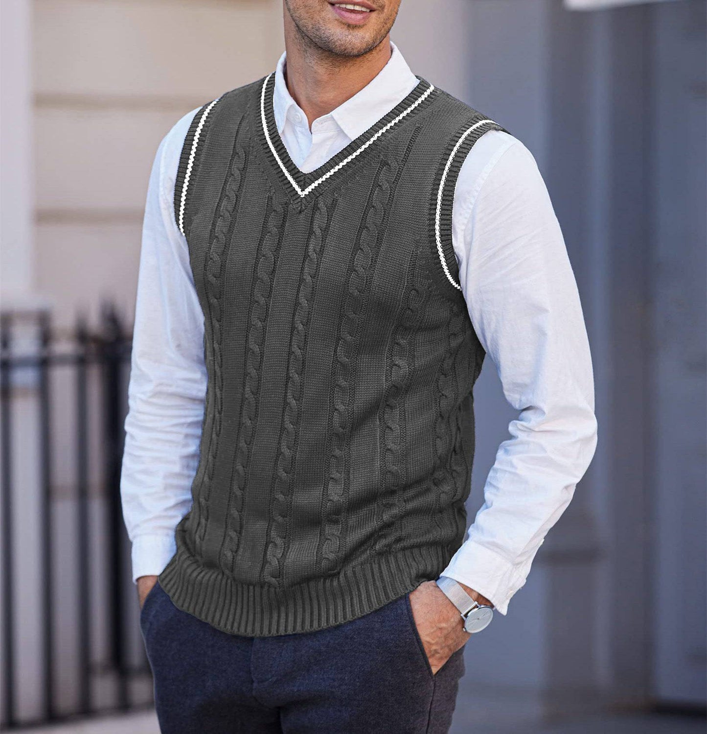 Waistcoat Sleeveless Casual V-neck Thickening Vest Bottoming Sweater