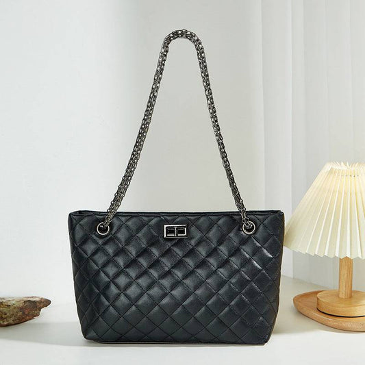 Borsa a tracolla monospalla portatile con catena da donna, plaid con diamanti alla moda