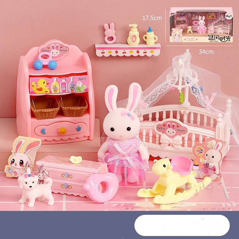 Bunny Bedroom Kitchen Girl Doll Cake Play House Children's Toys