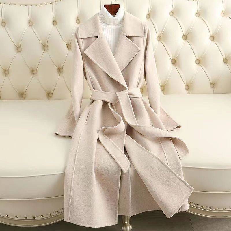 Mid-length Below The Knee Slim Fit Lace-up Woolen Coat High-end Woolen Coat - YLORESHOP