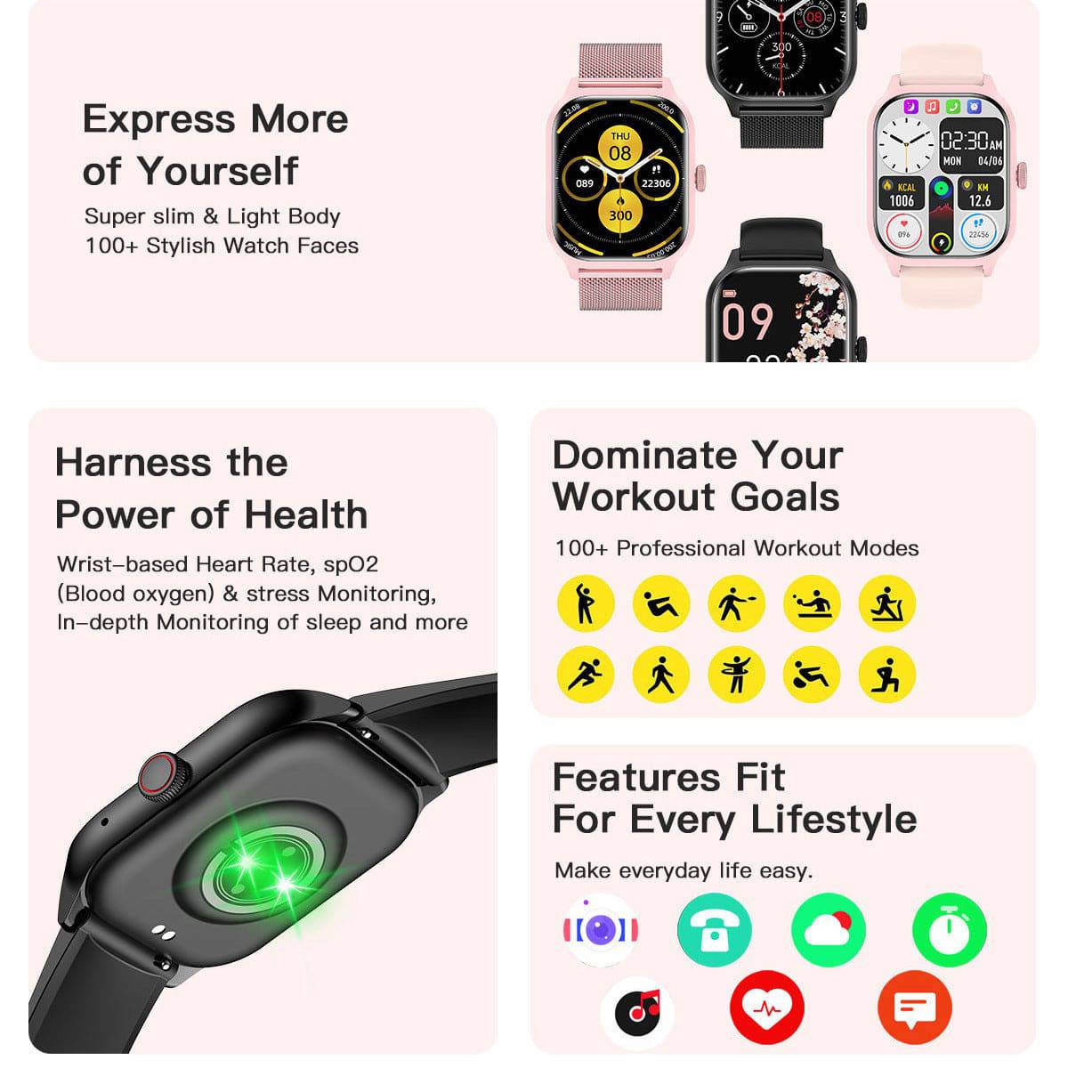 Multifunctional Bluetooth Calling Heart Rate Blood Pressure Sleep Monitoring Sports Health LT10 Smart Watch - YLORESHOP