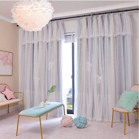 Nordic Simple Hollow Star Princess Wind Bedroom Blackout Curtains - YLORESHOP